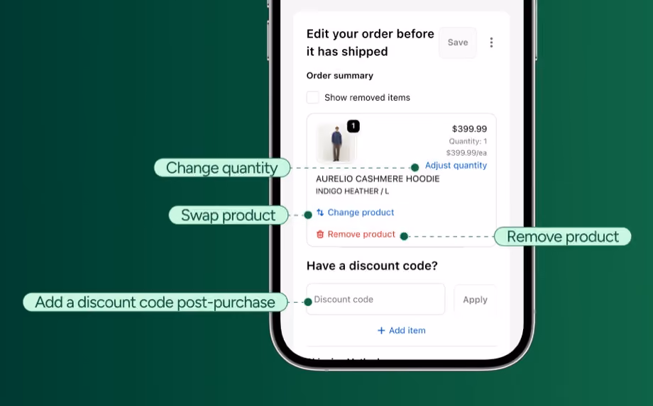 SelfServe — order editing